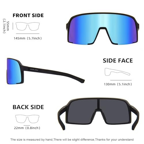 MAXJULI Polarized Sunglasses for Men Women, Windproof Outdoor Sports Cycling Running UV400 Protection Sun Glasses 8133 (Black/Blue Lens) - Image 4
