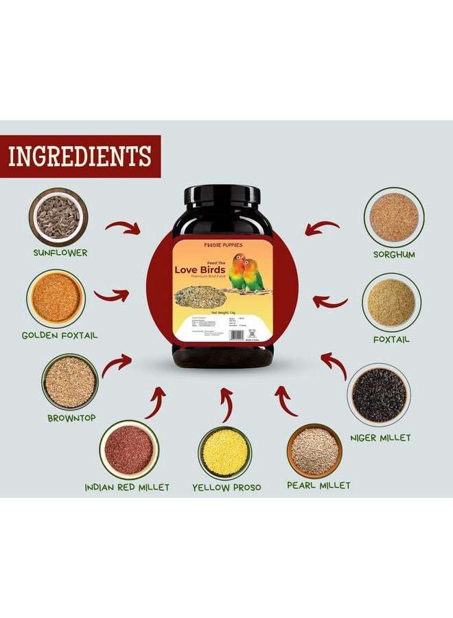 طعام الطيور للطيور العاشقة - 1 كجم | مزيج بذور طبيعي وصحي ممتاز، كانجاني، بروسو أصفر، عباد الشمس، بني، شوفان، لؤلؤ، نيجر - Image 5