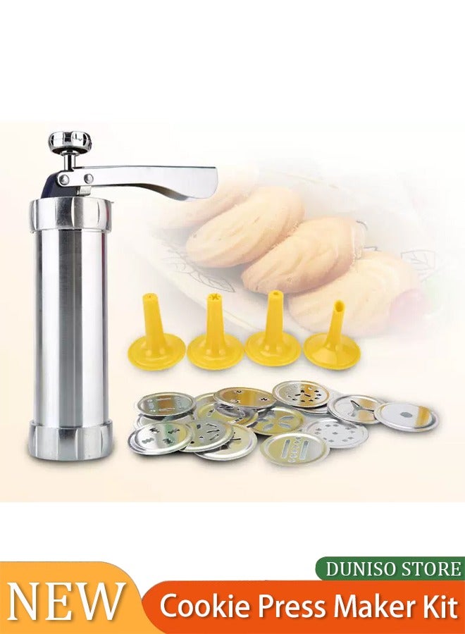 Loquat Cookie Press Biscuit Maker With Flower Pattern Mold,Cookie Press Maker Kit, Cookie Press Baking Tools, Accessories Cake Biscuits Mold Cookie Press Making Gun, for DIY Biscuit Maker, Presser Mould Co - Image 1