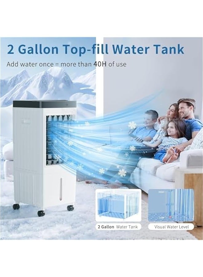 3-IN-1 Portable Air Conditioners, Evaporative air cooler,  cooling fan with 12 hour timer remote control, 3 modes and 3 speeds, portable air conditioner with 10 liter water tank, cools down the room quickly - Image 5