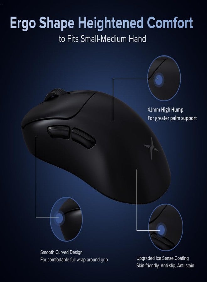 DeLUX M500 PRO Wireless Ergonomic Gaming Mouse, 58.5g Lightweight, 8000Hz Polling Rate, RGB Charging Dock, PAW3395 with 26000DPI, Tri-Mode Connection, TTC Golden Wheel (Black) - Image 2