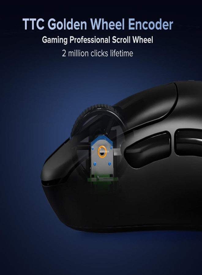 DeLUX M500 PRO Wireless Ergonomic Gaming Mouse, 58.5g Lightweight, 8000Hz Polling Rate, RGB Charging Dock, PAW3395 with 26000DPI, Tri-Mode Connection, TTC Golden Wheel (Black) - Image 5
