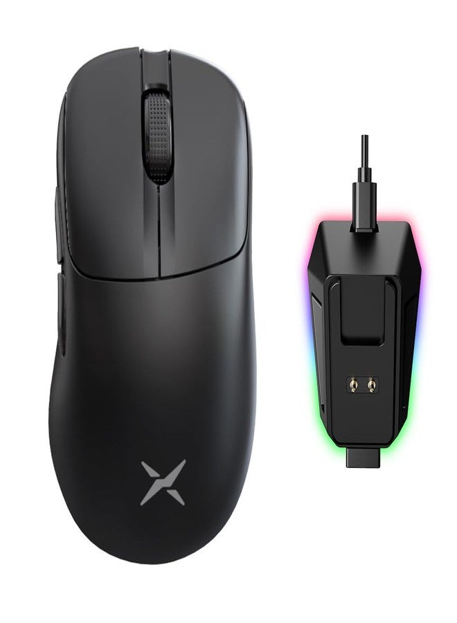 DeLUX M500 PRO Wireless Ergonomic Gaming Mouse, 58.5g Lightweight, 8000Hz Polling Rate, RGB Charging Dock, PAW3395 with 26000DPI, Tri-Mode Connection, TTC Golden Wheel (Black) - Image 1