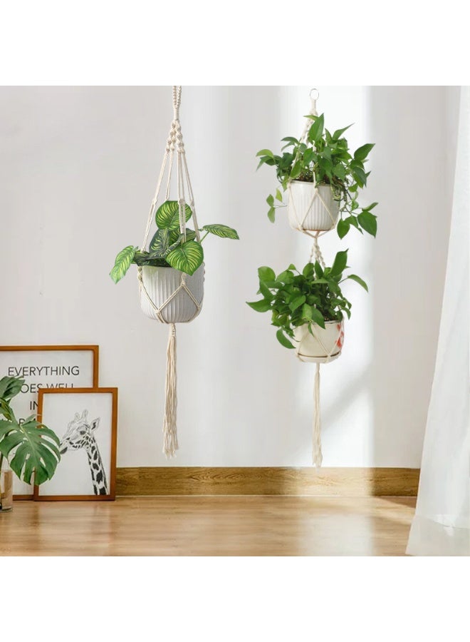 6-piece Bohemian-style hanging plant basket set, handwoven plant basket, vertical indoor hanging planter set with ceiling and wall hooks, suitable for home garden decoration. - Image 3