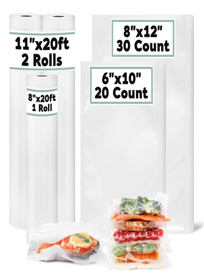 Avid Armor Vacuum Sealer Bags & Rolls - Heavy Duty, BPA-Free, Pre-Cut & Custom-Sized for Food Storage, Meal Prep & Sous Vide - 20 Pint, 30 Quart, 2 Rolls (11"x20ft), 1 Roll (8"x20ft) - Image 1