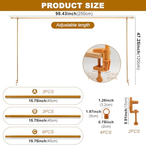 Yonderfume Over The Table Rod Stand with Clamps Adjustable Table Balloon Arch Stand for Party Wedding Anniversary, 34” to 98.43” Length, 30.25” to 47.25” Height(Color:Gold) - Image 3
