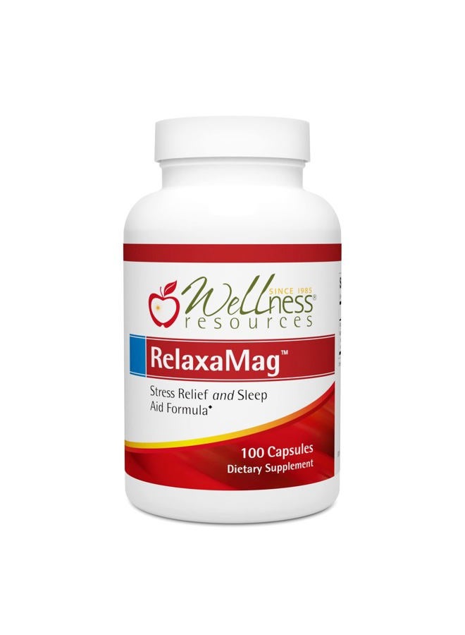 Wellness Resources RelaxaMag - High Absorption Magnesium Glycinate for Sleep, Stress, and Relaxation - High Potency Elemental Magnesium Per Capsule (100 Capsules) - Image 1