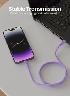 Moxedo Moxedo CavoX Pro USB-A to Lightning Silicone Cable 2.4A Fast Charge and Data Sync Compatible for iPhone 14/14Pro/13/13Pro/12/11/11Pro/11Max/ X/XS/XR/XS Max/8, iPad (Purple, 2m)  - Image 3