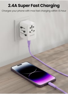 Moxedo Moxedo CavoX Pro USB-A to Lightning Silicone Cable 2.4A Fast Charge and Data Sync Compatible for iPhone 14/14Pro/13/13Pro/12/11/11Pro/11Max/ X/XS/XR/XS Max/8, iPad (Purple, 2m)  - Image 2