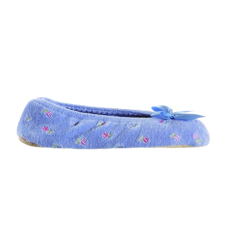 isotoner Women's Ballerina Slippers, Periwinkle Soft Tie Bow, 6.5-7. 5 - Image 1