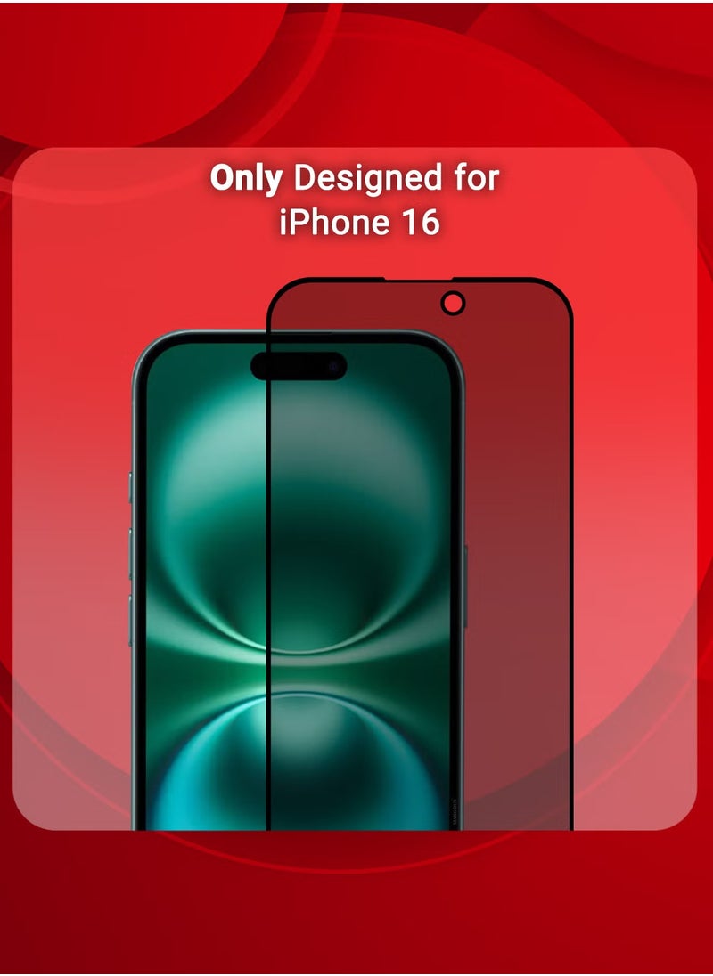 ELTRAZONE 3-Pack iPhone 16 Privacy Screen Protector – Anti-Spy Tempered Glass, 9H Hardness, Case Friendly, Black  - Image 2