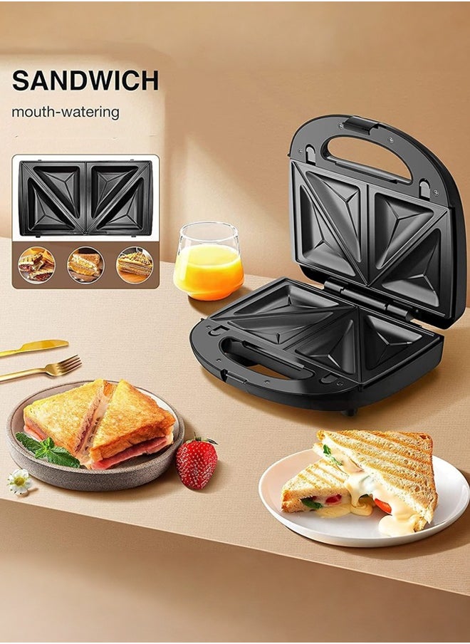 JAMAKY 3-In-1 Non-Stick Multi Snacks Maker With Sandwich/Electric Panini Press/Waffle Maker,Detachable Plates 1500W Black/Silver JMK2011  - Image 4