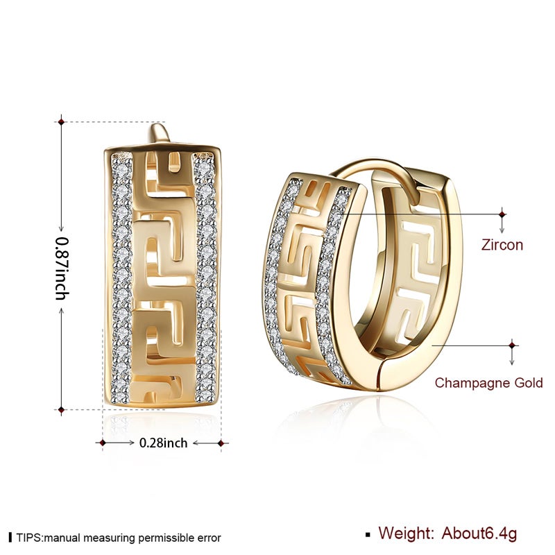 WSKFLY 14K Gold Plated Cubic Zirconia Hoop Earrings,Three Row Diamon | Arrows | Double Row of Diamonds Huggie Earrings for Women (Double row drill) - Image 2