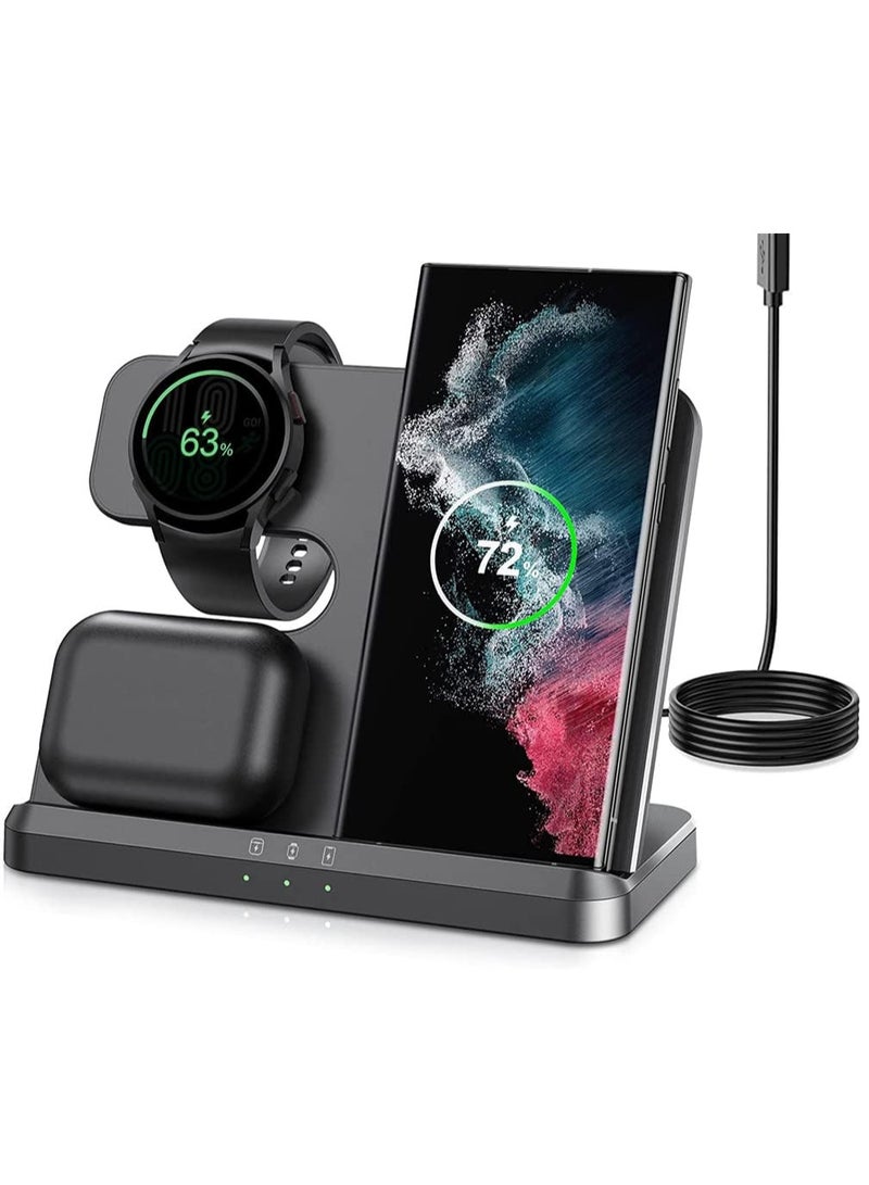 Wireless Charger 15W  3 in 1 Fast Charger (black) - Image 1
