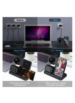 Generic Wireless Charger 15W  3 in 1 Fast Charger (black)  - Image 2