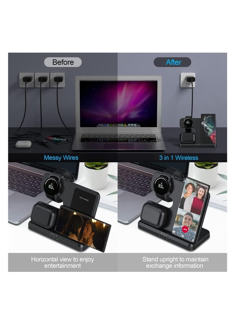 Wireless Charger 15W  3 in 1 Fast Charger (black) - Image 2