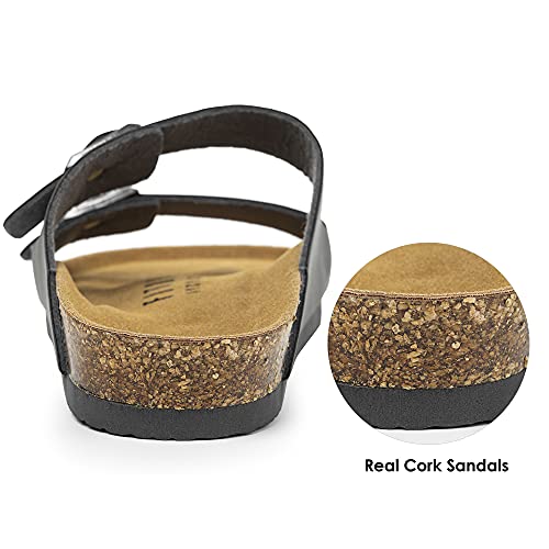 FITORY Mens Sandals, Arch Support Slides with Adjustable Buckle Straps and Cork Footbed Dark Gray Size 11 - Image 5