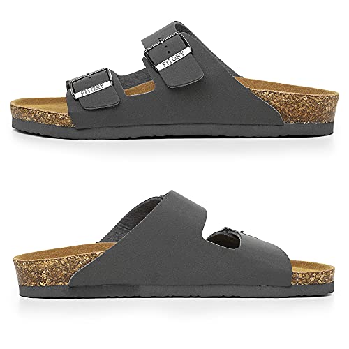 FITORY Mens Sandals, Arch Support Slides with Adjustable Buckle Straps and Cork Footbed Dark Gray Size 11 - Image 4