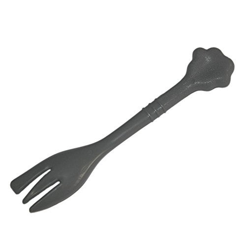 Kunhe Pet Dog Cat Feeding Scooping Can Tin Food Fork Mixing Spoon Grey 7.48Inch - Image 2