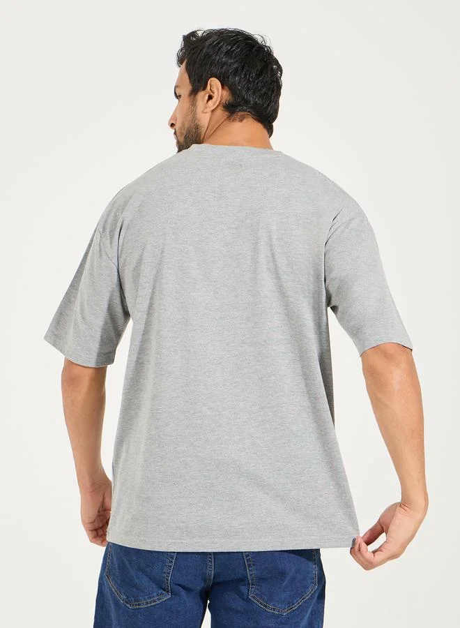 Styli Cotton Rich Oversized T-Shirt with Crew Neck