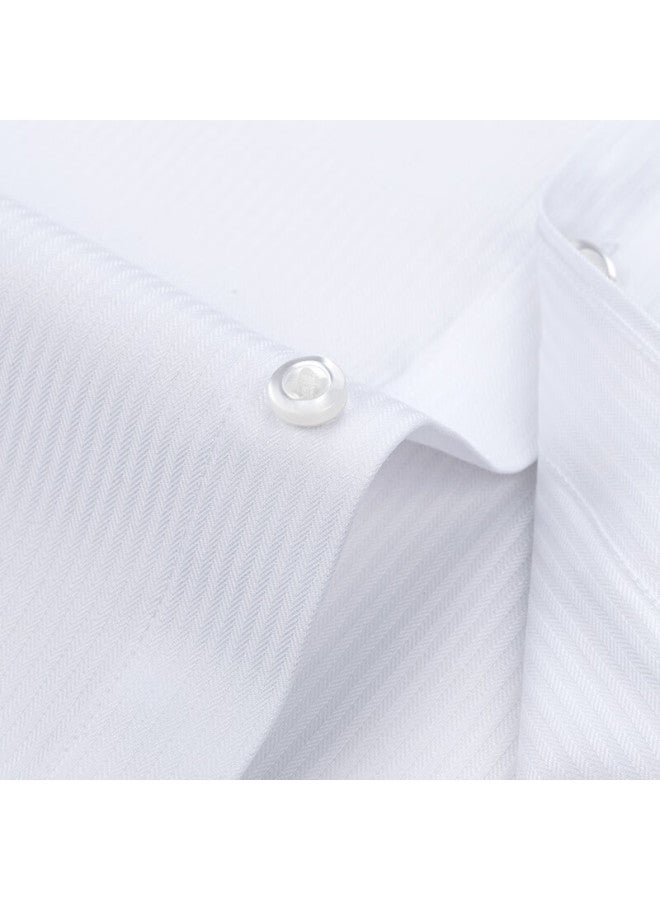 Firs Men'S Short Sleeve Shirt Pure Cotton Business Formal Wear White With Dark Pattern (Short) 42 - Image 2