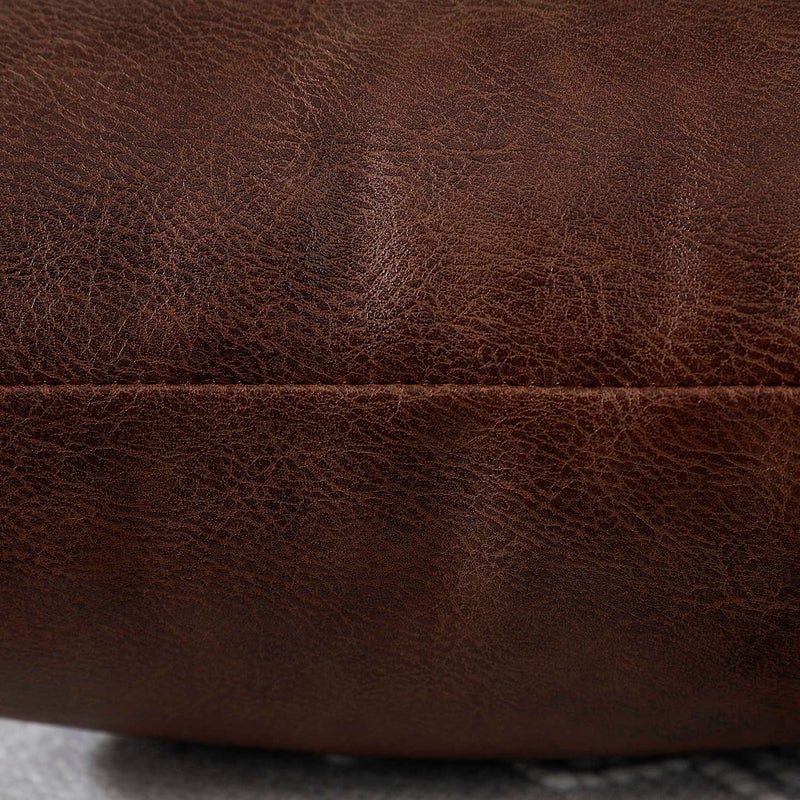 PANOD Decorative Lumbar Throw Pillow Covers 14 x 36 Premium Faux Leather Long Pillow Covers Cushion Case for Farmhouse Sofa Couch Bed Livingroom Modern Boho Vegan Dark Brown - Image 4