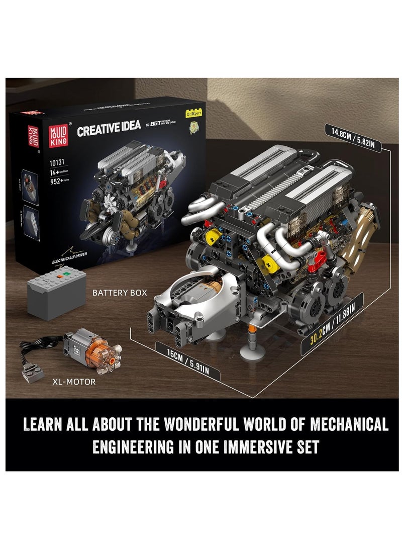 mould king 10131 W16 Engine Building Blocks Sets, V8 Engine Model kit That Run, Build Your Own STEM Model Engine, 16-Cylinder Car Engine Building Engineering Toys  - Image 4