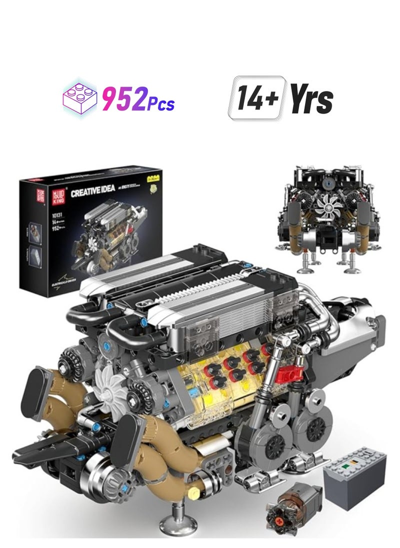 mould king 10131 W16 Engine Building Blocks Sets, V8 Engine Model kit That Run, Build Your Own STEM Model Engine, 16-Cylinder Car Engine Building Engineering Toys  - Image 1