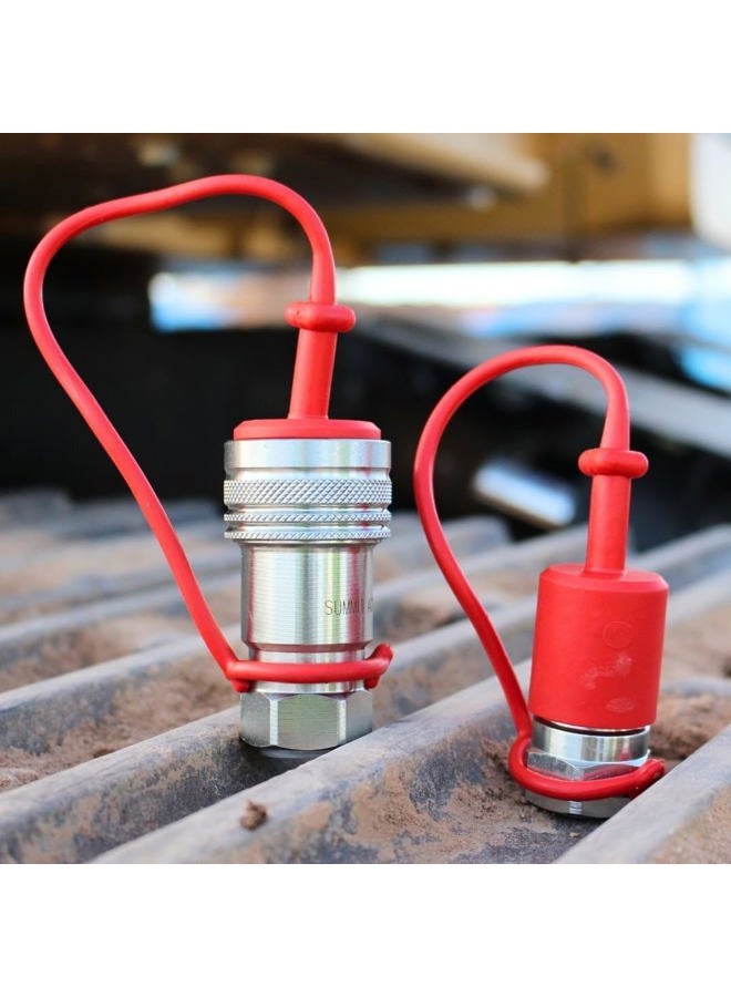 Summit Hydraulics 1/2" Ag ISO 5675 Quick Connect Tractor Couplers, Ball Pioneer Style w/Dust Caps, 2 Sets - Image 2