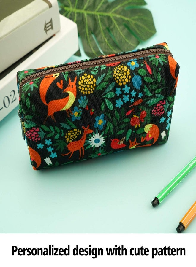 LParkin Woodland Animals Fox Canvas Pencil Case Fabric Zipper Pouch Gift For Friends Red Fox Zipper Pouch Gadget Bag Make Up Case Cosmetic Bag Stationary Kawaii Box - Image 5