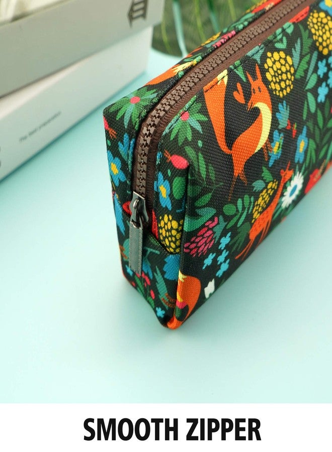 LParkin Woodland Animals Fox Canvas Pencil Case Fabric Zipper Pouch Gift For Friends Red Fox Zipper Pouch Gadget Bag Make Up Case Cosmetic Bag Stationary Kawaii Box - Image 4