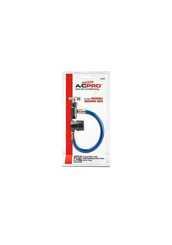 A/C Pro AC Pro Certified Car Air Conditioner Refrigerant Recharge Kit AC Recharge Kit Compatible with Self Sealing Valve Cans of R134A Includes Hose and Can Tap Dispenser 8 In AC Pro - Image 1