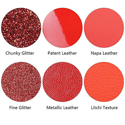 Litchi 6 Pack 8x12 Inch Faux Leather Sheets for Bow Earring, Easy to Cut Vinyl Fabric for Cricut, Durable Fade Resistant Leatherette Without Smell, Red - Image 3