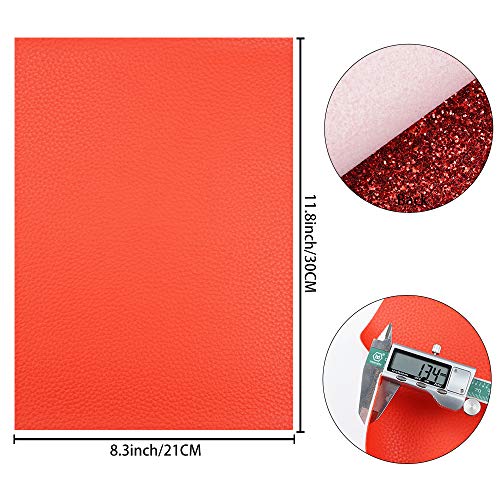 Litchi 6 Pack 8x12 Inch Faux Leather Sheets for Bow Earring, Easy to Cut Vinyl Fabric for Cricut, Durable Fade Resistant Leatherette Without Smell, Red - Image 2