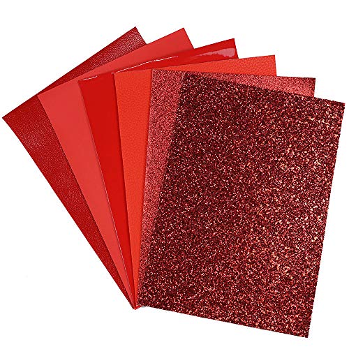 Litchi 6 Pack 8x12 Inch Faux Leather Sheets for Bow Earring, Easy to Cut Vinyl Fabric for Cricut, Durable Fade Resistant Leatherette Without Smell, Red - Image 4