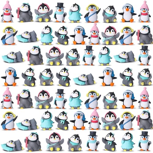 Macarrie 60 Pcs Mini Penguin Figurines Collection Play Set Figures Penguin Cake Toppers Decorations Winter Figurines Cake Decoration for Boy Girl Gift Birthday Landscape Party Supplies - Image 1