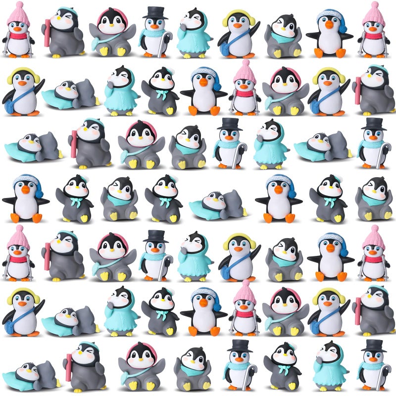 Macarrie 60 Pcs Mini Penguin Figurines Collection Play Set Figures Penguin Cake Toppers Decorations Winter Figurines Cake Decoration for Boy Girl Gift Birthday Landscape Party Supplies - Image 2
