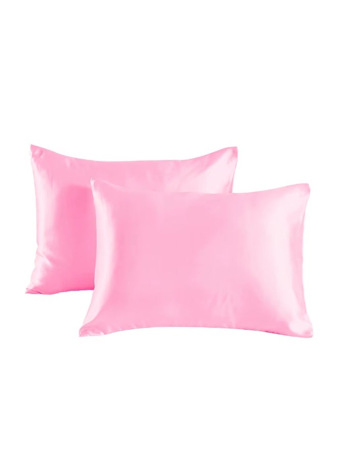 Silk Satin Pillowcase for Hair and Skin Care, Set of 2 Queen Size (51cm x 76cm), Soft Smooth Breathable Silk Pillow Covers, Luxurious Envelop Design