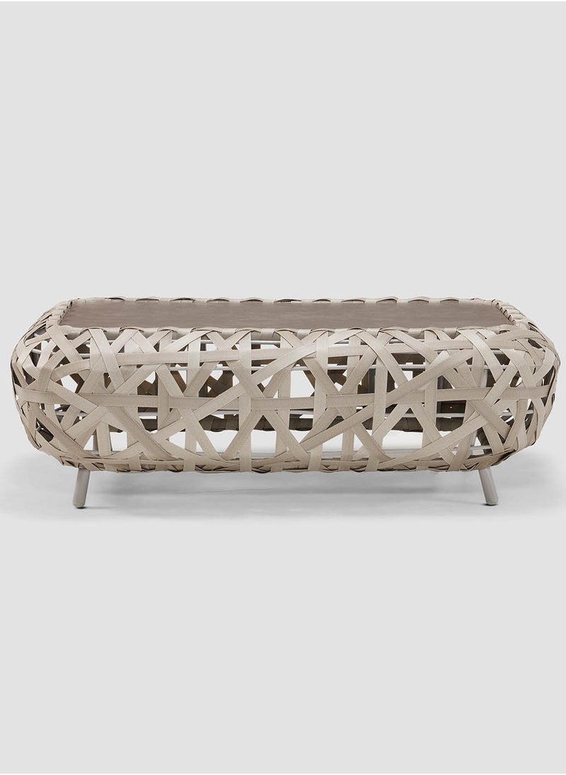 AL HUZAIFA FURNITURE Curl Outdoor Coffee Table Glass Top  - Image 1