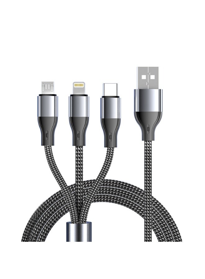 Multi Charging Cable Multiple Charger Cord Braided 1.2 meter, 3 in 1 USB Phone Charger Cables, Charging with Type-C, Micro USB and iPhone Port, - Image 1
