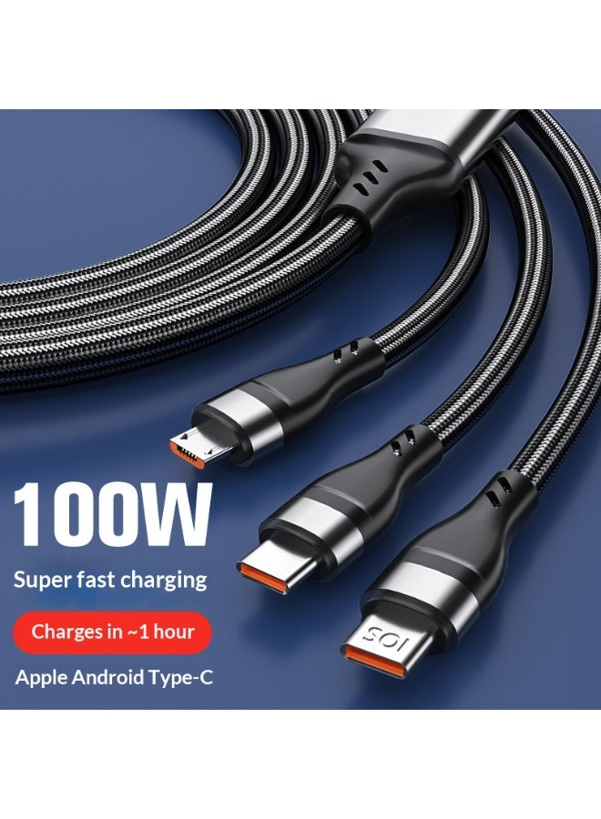 Multi Charging Cable Multiple Charger Cord Braided 1.2 meter, 3 in 1 USB Phone Charger Cables, Charging with Type-C, Micro USB and iPhone Port, - Image 4
