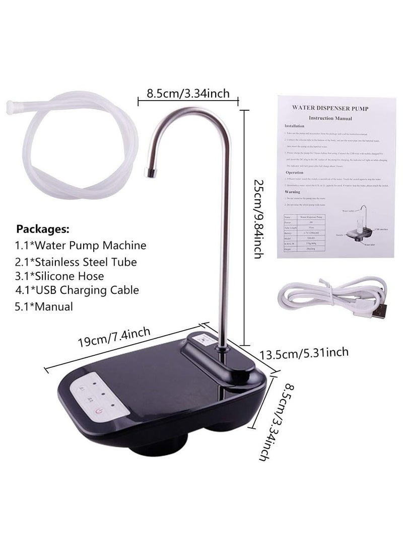 توبيز مضخة موزع مياه الشرب من توبي، مضخة مياه أوتوماتيكية منخفضة الضوضاء بشحن USB لزجاجة عالمية سعة 2-5 جالون، موزع زجاجة مياه كهربائي محمول للمطبخ، المنزل، المكتب، المخيم - Image 4