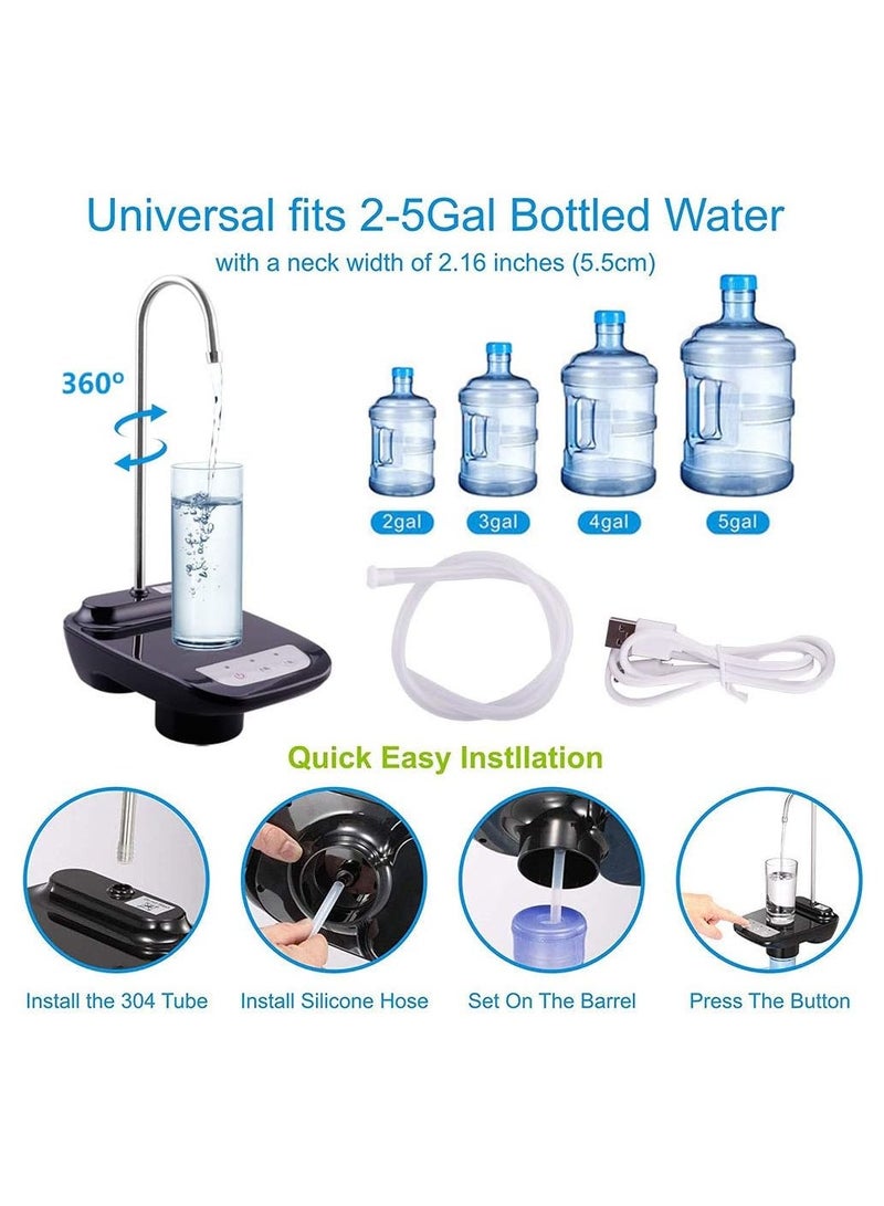 توبيز مضخة موزع مياه الشرب من توبي، مضخة مياه أوتوماتيكية منخفضة الضوضاء بشحن USB لزجاجة عالمية سعة 2-5 جالون، موزع زجاجة مياه كهربائي محمول للمطبخ، المنزل، المكتب، المخيم - Image 5