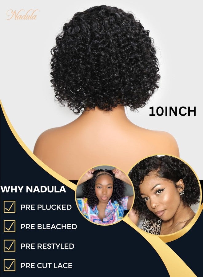 Nadula Bye Bye Knots Wig 8 Inch Short Curly Beyond Basics Bob Glueless Wigs Human Hair Pre Cut/Plucked, 7x5 HD Lace Closure Wig No Glue Pre-Everything Ready to Go Bob Curly Wig Side Part Black Color - Image 4