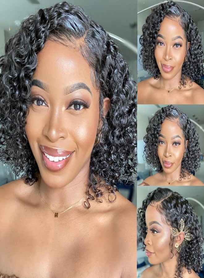 Nadula Bye Bye Knots Wig 8 Inch Short Curly Beyond Basics Bob Glueless Wigs Human Hair Pre Cut/Plucked, 7x5 HD Lace Closure Wig No Glue Pre-Everything Ready to Go Bob Curly Wig Side Part Black Color - Image 1