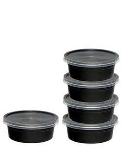 Shop & Shoppee SHOP & SHOPPEE Reusable Plastic Food Container Bowl/Tub with Air Tight Leakproof Transparent Lid for Food Delivery & Storage, Kitchen Use, Fridge/Dishwasher/Microwave Safe- 250ml (Pack of 100, Black)  - Image 1