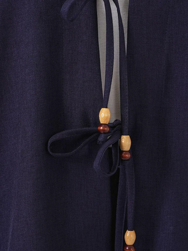 بيغ دارت طقم كارديجان برباط كتان وبنطلون واسع الساق بتفاصيل مضلعة