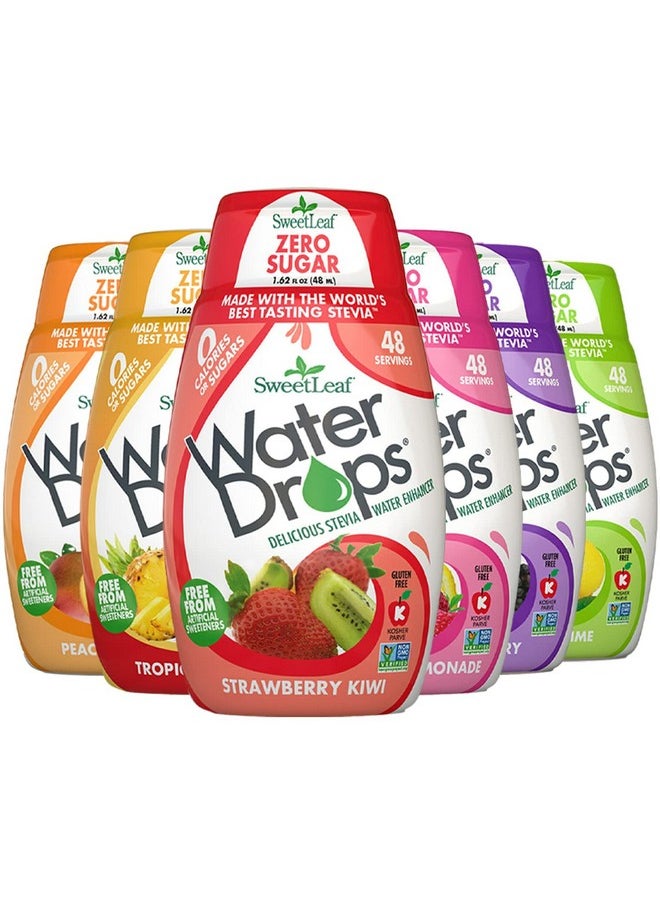Sweet Drops SweetLeaf Stevia Water Drops - Water Enhancer Variety Pack, Sugar Free Stevia Water Flavoring Drops, Lemon Lime, Raspberry Lemonade, and 4 More Refreshing Flavors, 1.62 Oz Ea (Pack of 6)  - Image 1