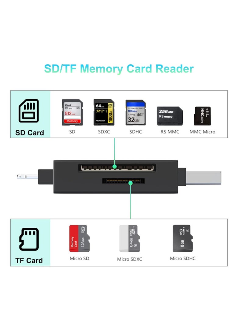 SYOSI - 4 in 1 SD Card Reader for iPhone ipad Android Mac PC Camera Micro SD Card Reader SD Card Adapter Portable Memory Card Reader Trail Camera Viewer Compatible for SD and TF Card - Image 1