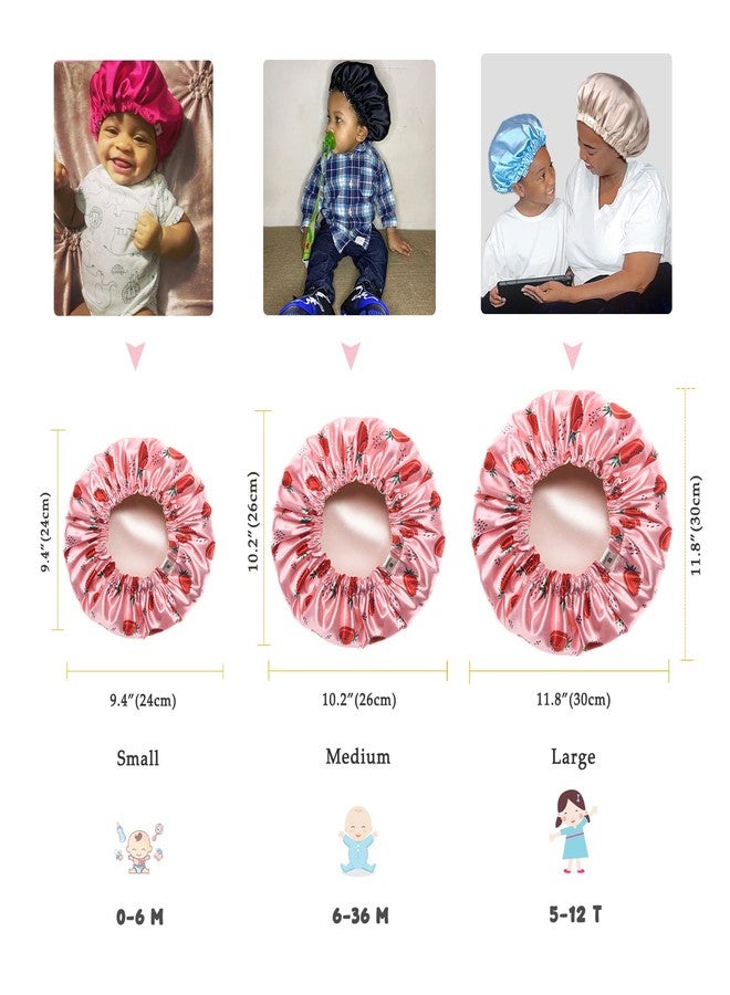 YANIBEST Baby Satin Bonnet Sleep Cap - Double Layer Reversible Adjustable Silky Satin Cap for Infant Toddler(6-36Months,Strawberry) - Image 5
